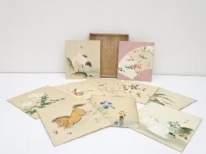 小林立堂筆　花鳥春夏秋冬　肉筆色紙10枚（共箱）